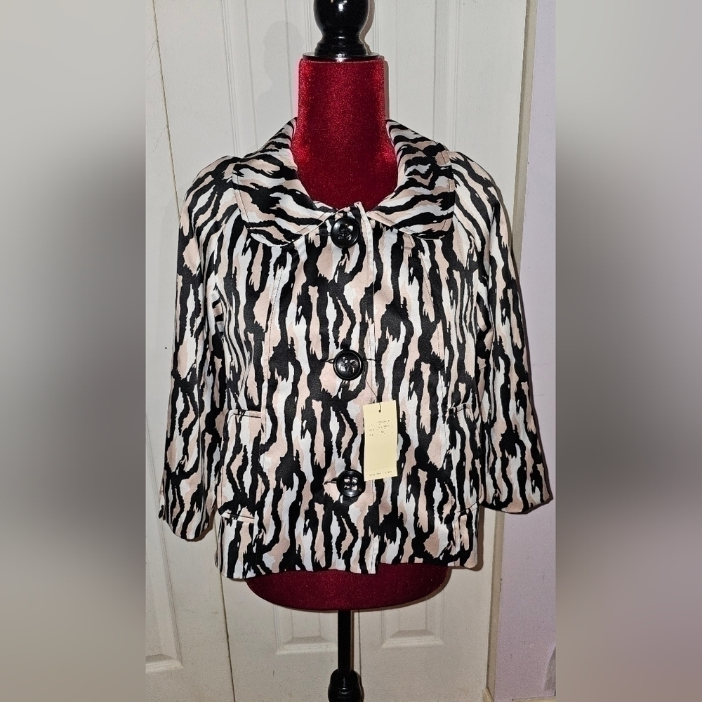 Vertigo Paris Lined Blazer Coat Size M Zebra Pink/black/white Crop Swing Jacket